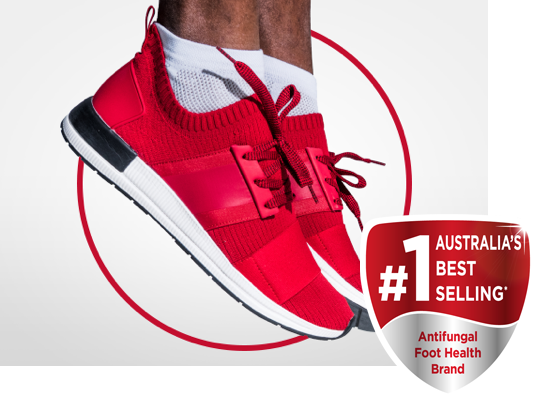 Man jumping and Canesten Europe's best selling foot health brand badge